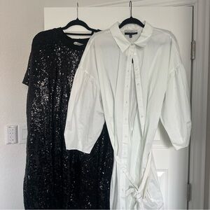Eloquii Black Sequin and White Shirt Dress Duo